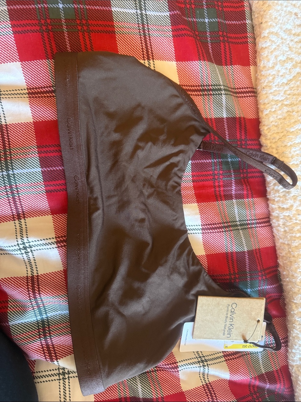 Calvin Klein Brown Satin-Look Bralette